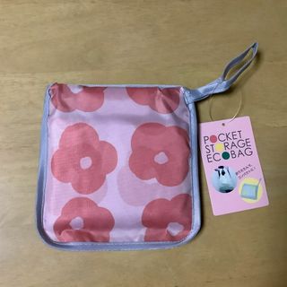 未使用　ポケットストレージエコバッグ　花　ピンク(エコバッグ)
