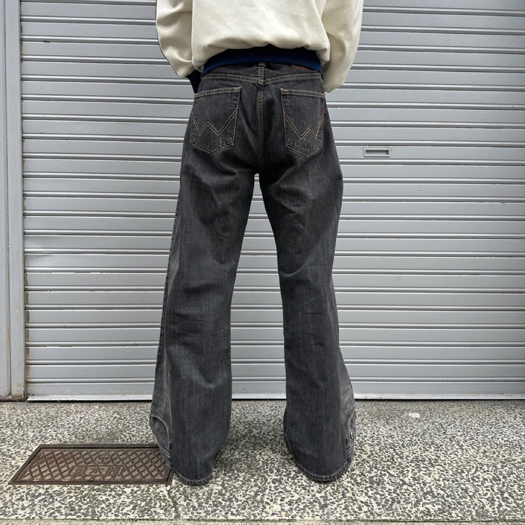 リメイクデニム フレアパンツ 再構築 変形 加工 ブラック