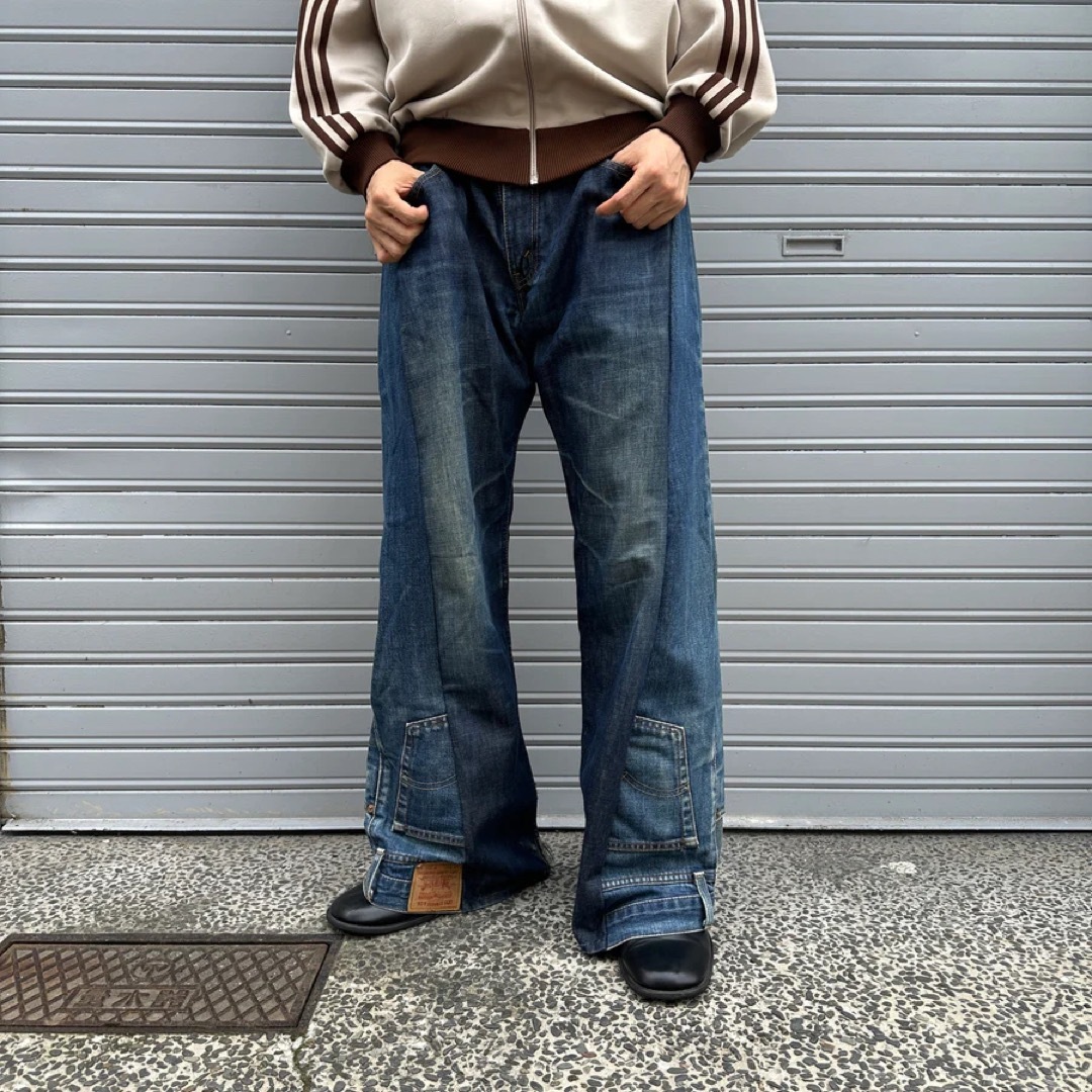 【期間限定SALE】リメイクデニム フレアパンツ 再構築 変形 加工