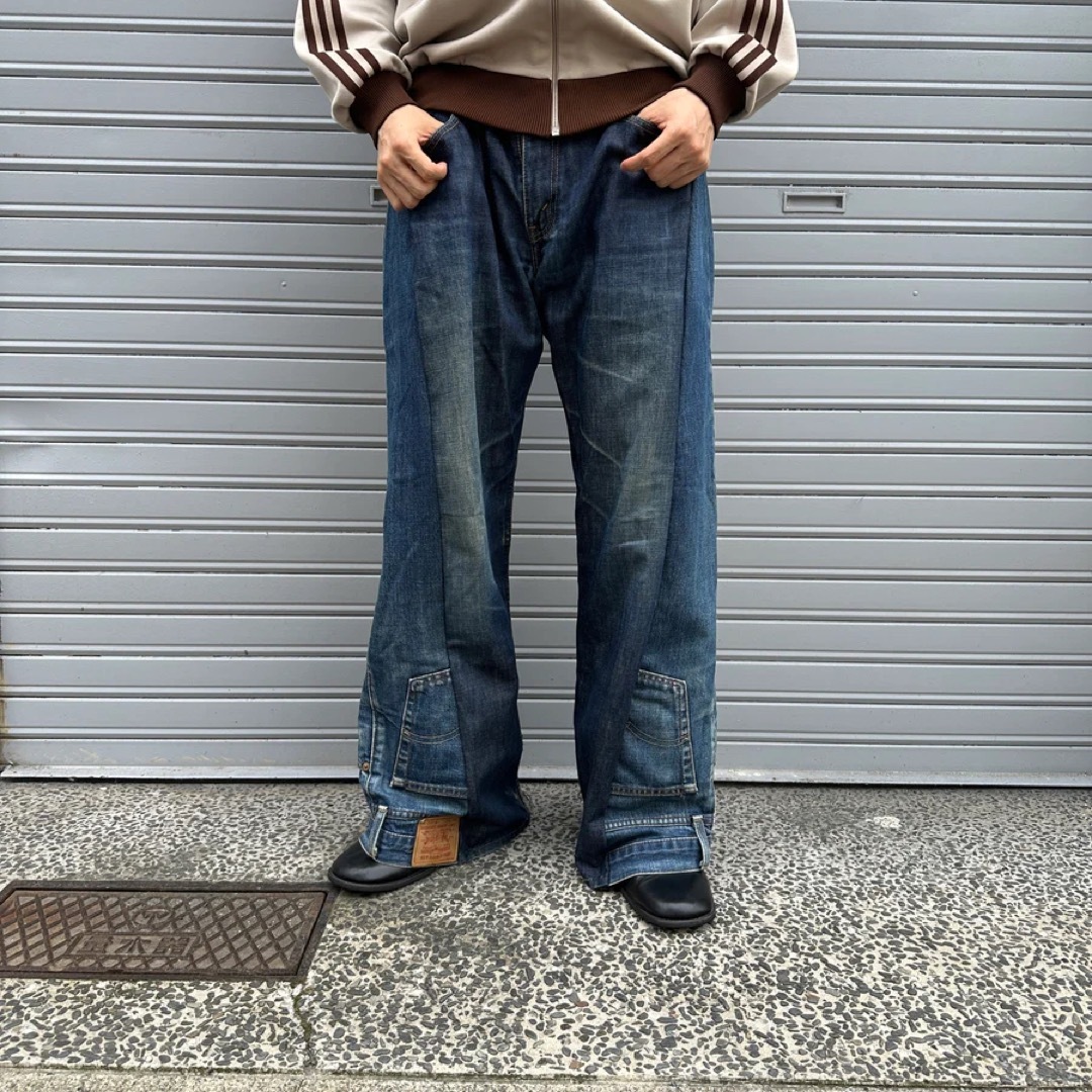 期間限定SALE】リメイクデニム フレアパンツ 再構築 変形 加工の通販
