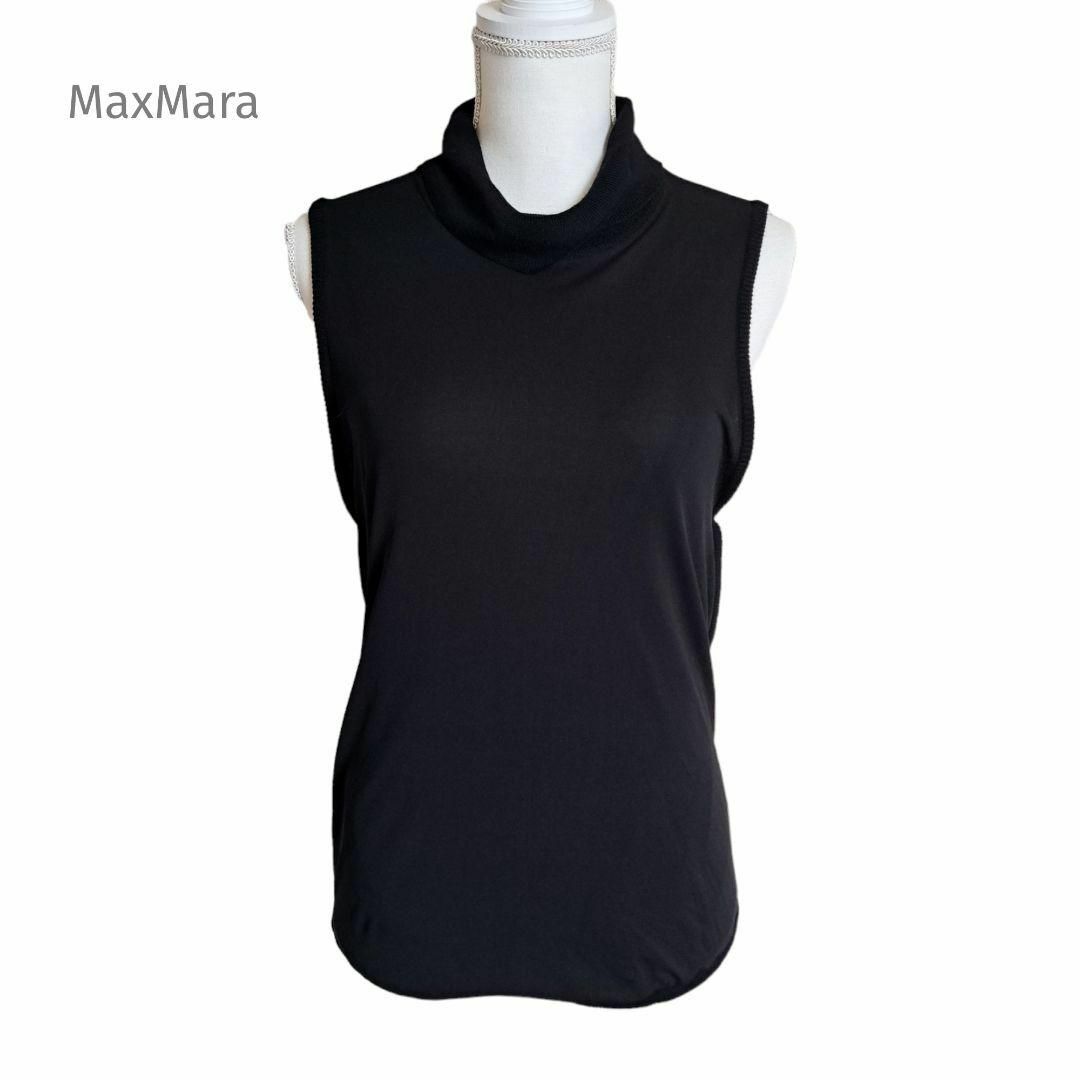 シルク MaxMara マックスマーラ タートルネック ニット ノースリーブ 黒 | フリマアプリ ラクマ