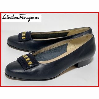 サルヴァトーレフェラガモ(Salvatore Ferragamo)のフェラガモ 6≒23cm パンプス 紺 レディース D2(ハイヒール/パンプス)