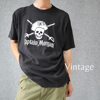 アートヴィンテージ(ART VINTAGE)の【vintage】ジョリー・ロジャー 髑髏 プリント ルーズ 黒 Tシャツ XL(Tシャツ/カットソー(半袖/袖なし))