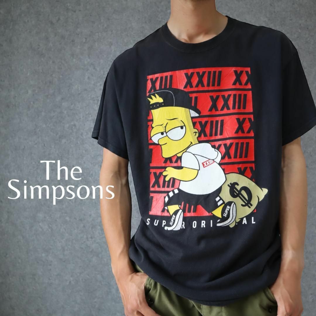 SIMPSON(シンプソン)の【シンプソンズ】ストリート デザイン ビッグ プリント ルーズ 黒 Tシャツ メンズのトップス(Tシャツ/カットソー(半袖/袖なし))の商品写真