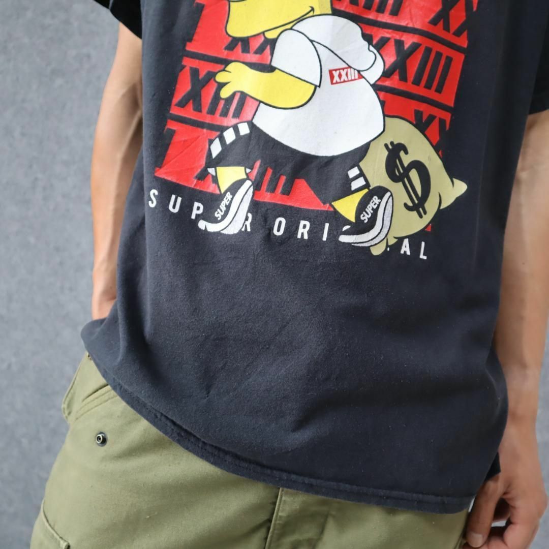 【シンプソンズ】ストリート デザイン ビッグ プリント ルーズ 黒 Tシャツ