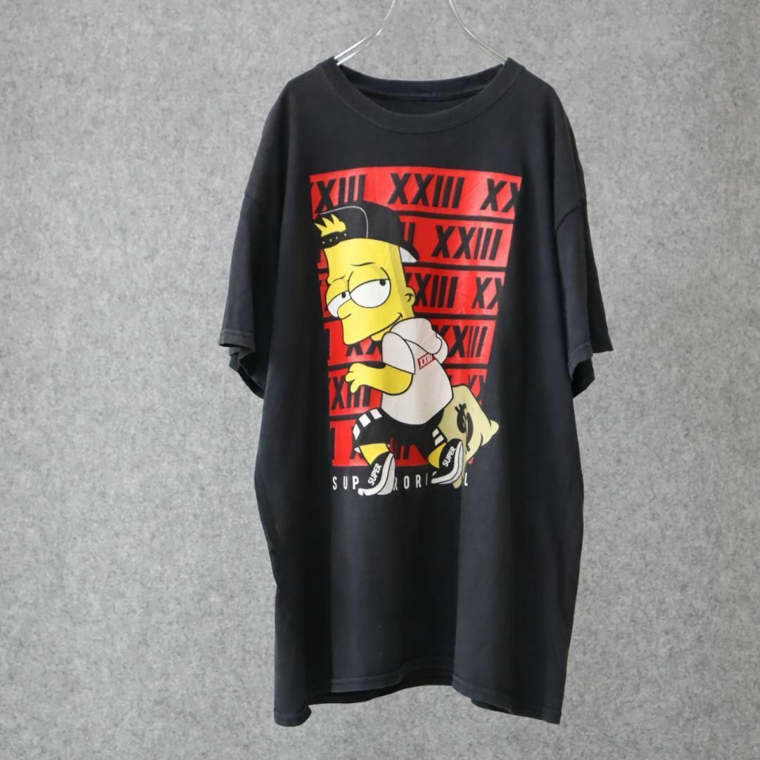 【シンプソンズ】ストリート デザイン ビッグ プリント ルーズ 黒 Tシャツ