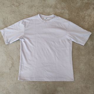 ユニクロ(UNIQLO)のエアリズムコットンオーバーサイズTシャツ（5分袖） ピンク(Tシャツ/カットソー(半袖/袖なし))