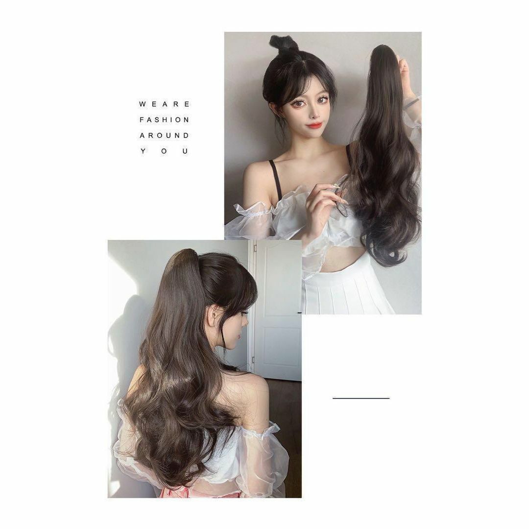 ポニーテールエクステ ウィッグ ロングヘア ヘアクリップ 取付簡単 韓国