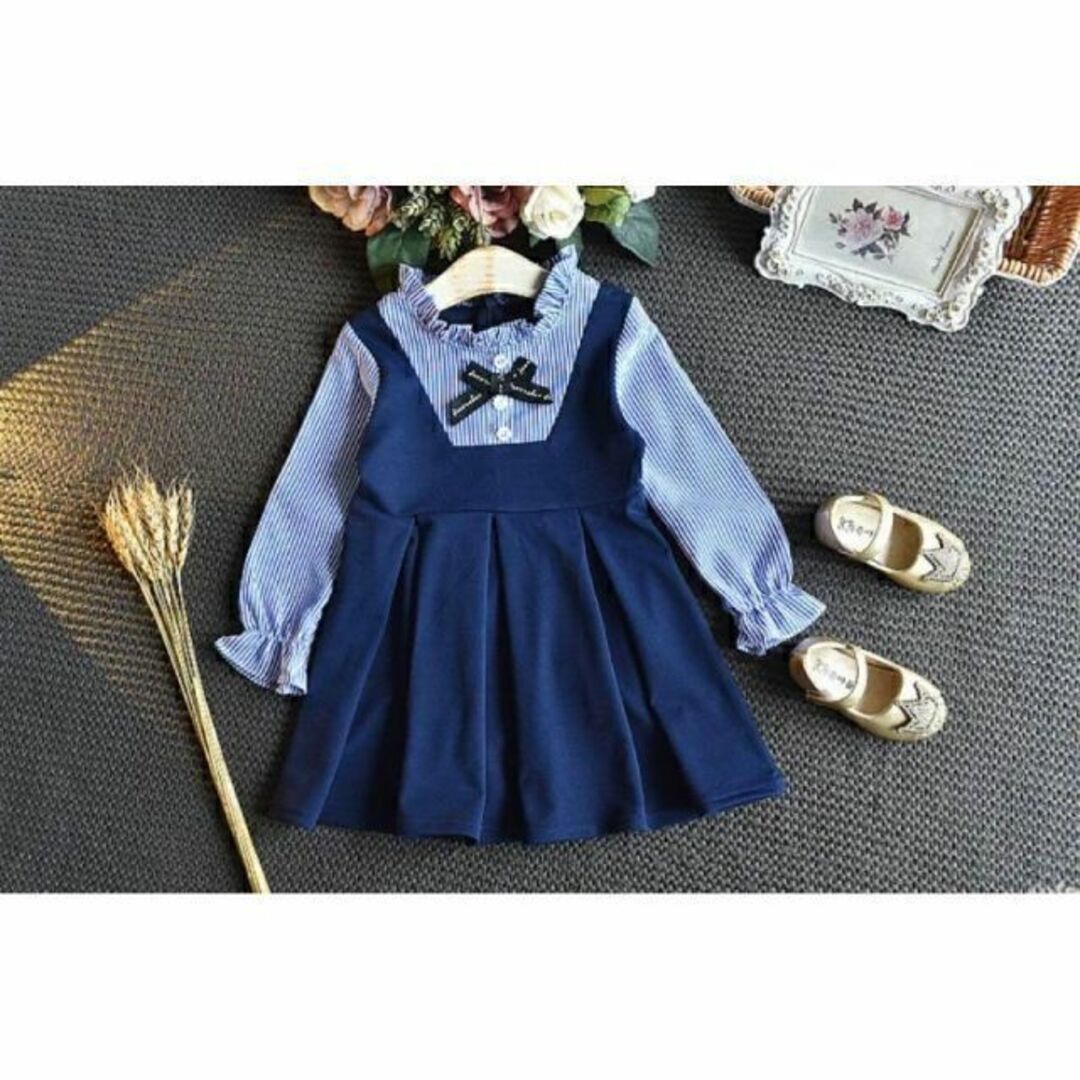 新品　キッズワンピース　フォーマル　蝶結び 卒園式　入学式 女の子服　110 キッズ/ベビー/マタニティのキッズ服女の子用(90cm~)(ワンピース)の商品写真