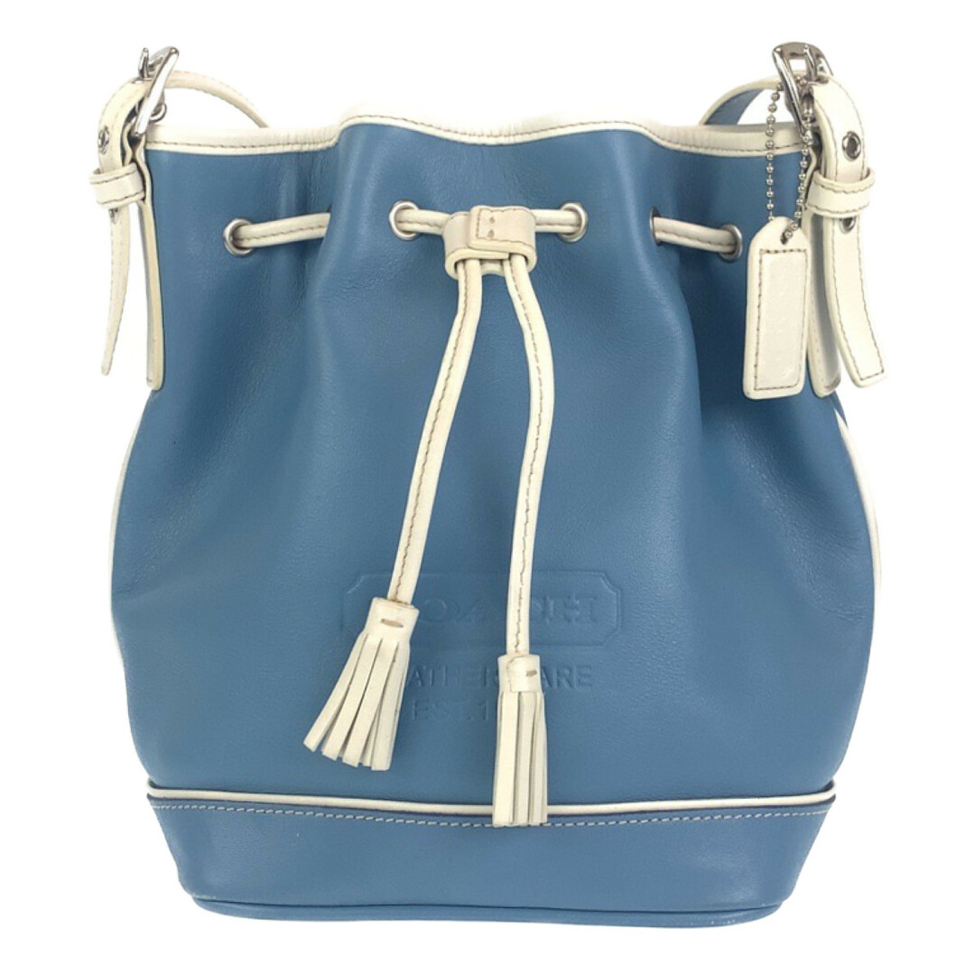 COACH コーチ ブルー 青 ホワイト 白 シルバー金具 レザー ショルダーバッグ ワンショルダーバッグ レディース 402343 【中古】 COACH コーチ ブルー 青 ホワイト 白 シルバー金具 レザー ショルダーバッグ ワンショルダーバッグ レディース 402343