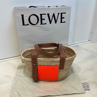 ロエベ(LOEWE)のロエベ　カゴバック　希少　オレンジカラー　タン(かごバッグ/ストローバッグ)