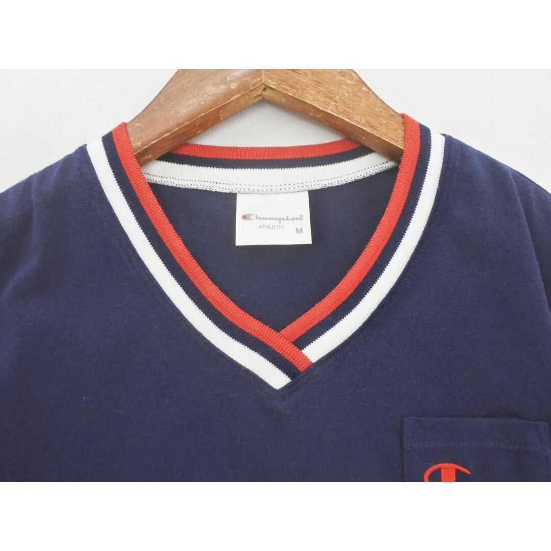 Champion(チャンピオン)のチャンピオン Vネック ポケット Tシャツ sizeM/紺 ■◆ レディース レディースのトップス(Tシャツ(半袖/袖なし))の商品写真