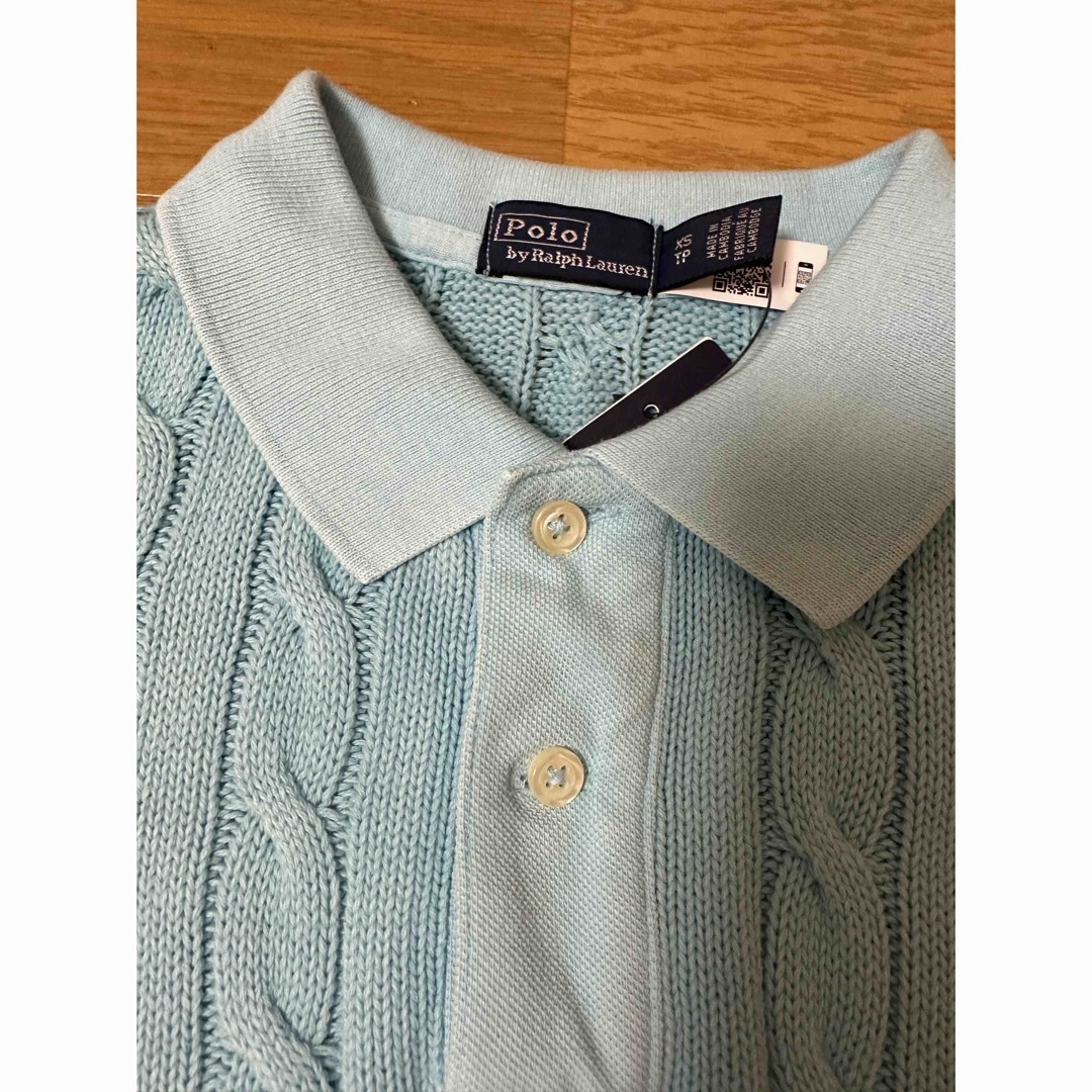 POLO RALPH LAUREN(ポロラルフローレン)のPOLO RALPH LAUREN  スリム フィット ケーブルニットポロシャツ レディースのトップス(ニット/セーター)の商品写真