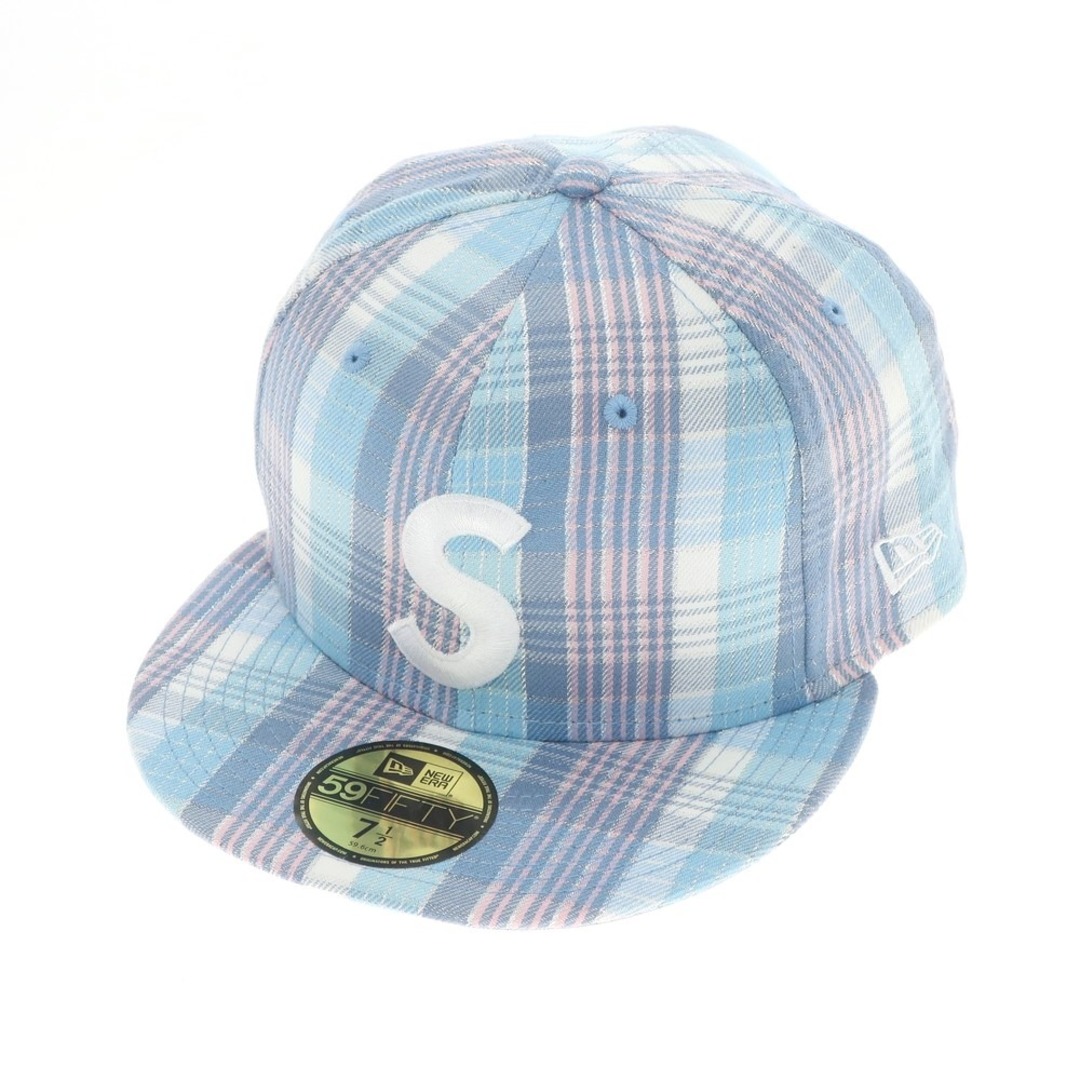 シュプリーム Supreme 2023年春夏 Metallic Plaid S Logo New Era コットンポリエステル チェック キャップ ブルーxピンク【サイズ7 1/2】【メンズ】