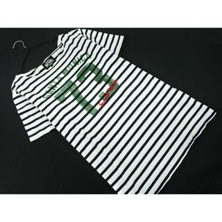 ビームス(BEAMS)のBEAMS ビームス ボーダー プリント Tシャツ sizeM/白ｘ紺 ■◆ メンズ(Tシャツ/カットソー(半袖/袖なし))