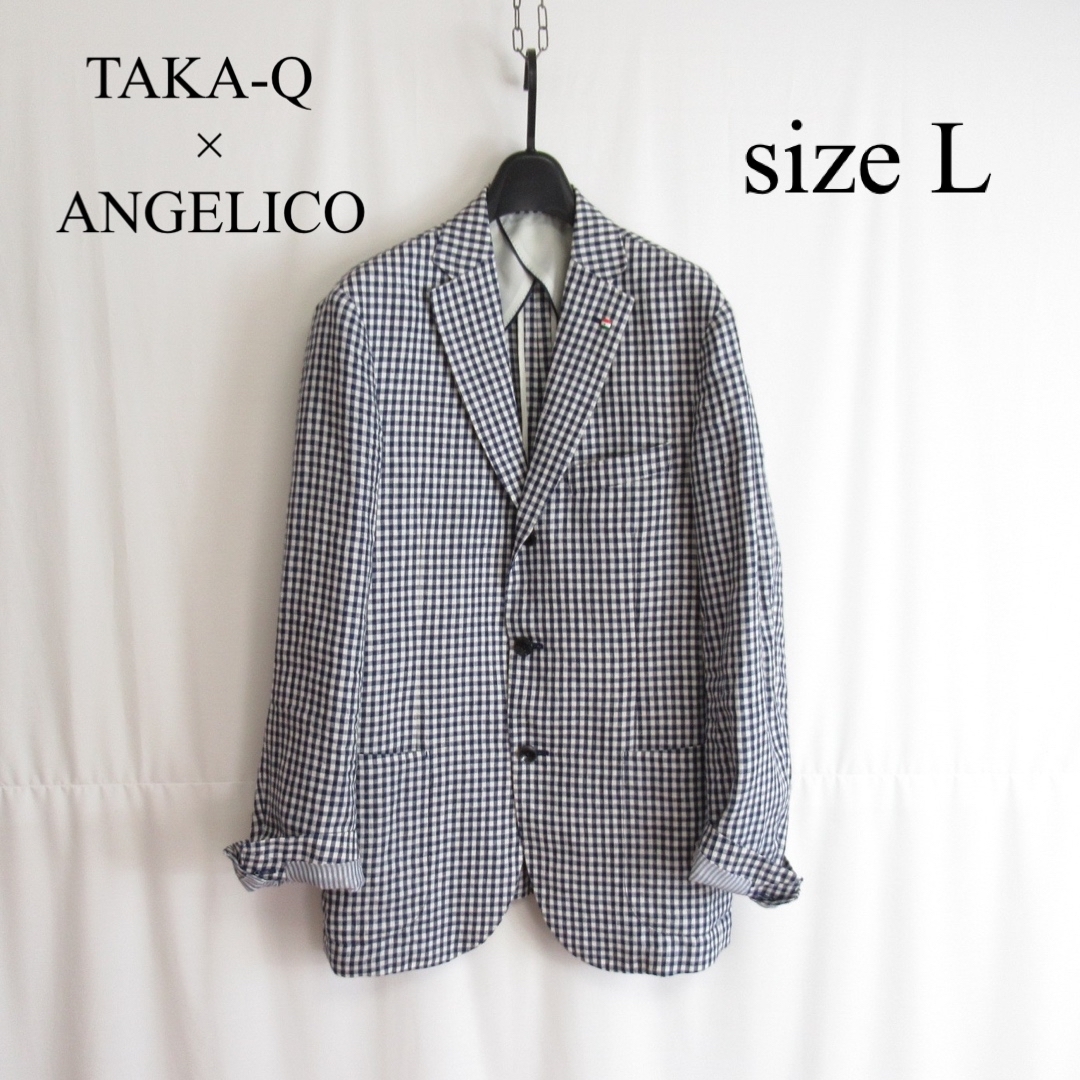 TAKA-Q × ANGELICO リネン テーラードジャケット ブレザー L