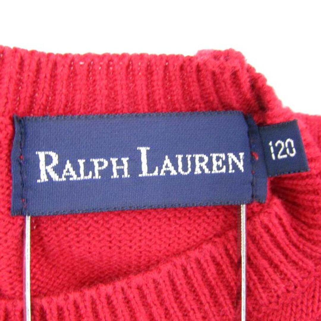 Ralph Lauren(ラルフローレン)のラルフローレン 半袖ニット サマーニット クルーネック 無地 ポニーロゴ トップス キッズ 女の子用 120サイズ レッド RALPH LAUREN キッズ/ベビー/マタニティのキッズ服女の子用(90cm~)(ニット)の商品写真