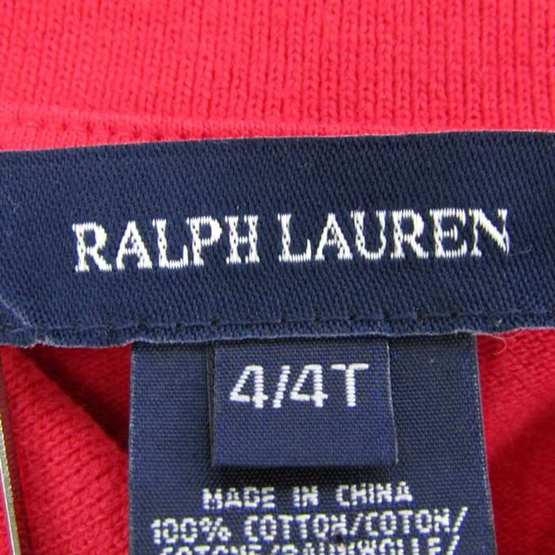 Ralph Lauren(ラルフローレン)のラルフローレン 長袖ワンピース ポロワンピ 無地 ポニーロゴ 裾フリル トップス キッズ 女の子用 4 4Tサイズ レッド RALPH LAUREN キッズ/ベビー/マタニティのキッズ服女の子用(90cm~)(ワンピース)の商品写真