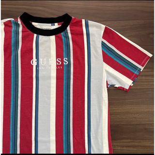 ゲス(GUESS)のguess 刺繍ロゴストライプTee(Tシャツ/カットソー(半袖/袖なし))