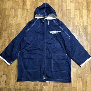 90s 台湾製 Budweiser レインコート リバーシブル 白 紺 L(ブルゾン)