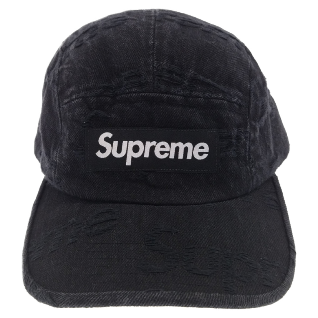 SUPREME シュプリーム 21SS Frayed Logo Denim Camp Cap/フレイド ロド デニム キャンプ キャップ 帽子 ブラック