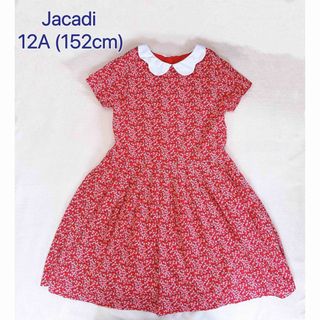 ジャカディ(Jacadi)のJacadi  白襟、半袖花プリントワンピース　12A(152cm)(ワンピース)