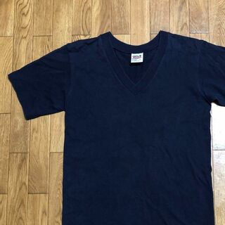アンビル(Anvil)の80〜90s USA製 anvil Vネック Tシャツ 無地 紺 S(Tシャツ/カットソー(半袖/袖なし))