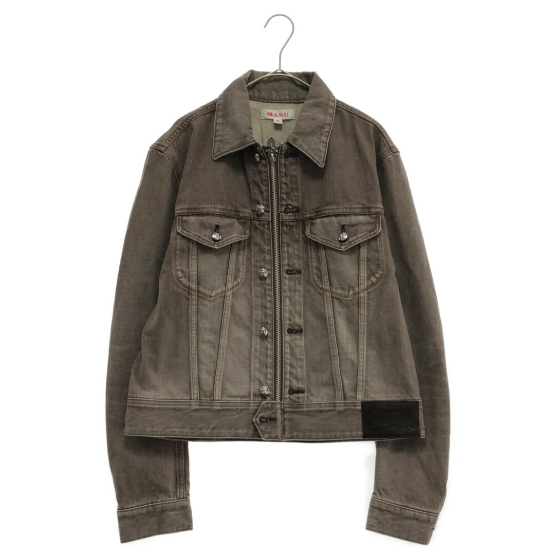 MASU エムエーエスユー 22AW DENIM TRUCKER JACKET デニム トラッカー ジャケット フロントジップ ブラウン MVFW-BL032245センチ袖丈