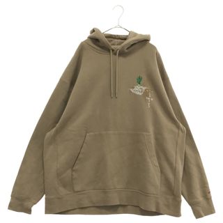 ナイキ(NIKE)のNIKE ナイキ 21SS Cactus Jack Pullover Hoodie ×トラヴィス・スコットロゴ刺繍プルオーバー CZ0162-247 ベージュ(パーカー)