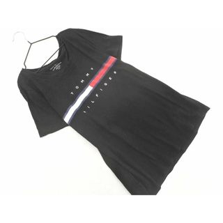 トミーヒルフィガー(TOMMY HILFIGER)のTOMMY HILFIGER トミーヒルフィガー プリント 刺繍 Tシャツ sizeS/黒 ■◆ レディース(Tシャツ(半袖/袖なし))