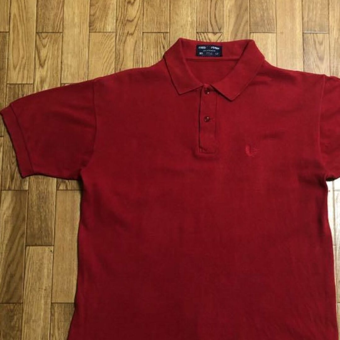 80s イングランド製 FRED PERRY ポロシャツ 赤 42サイズ