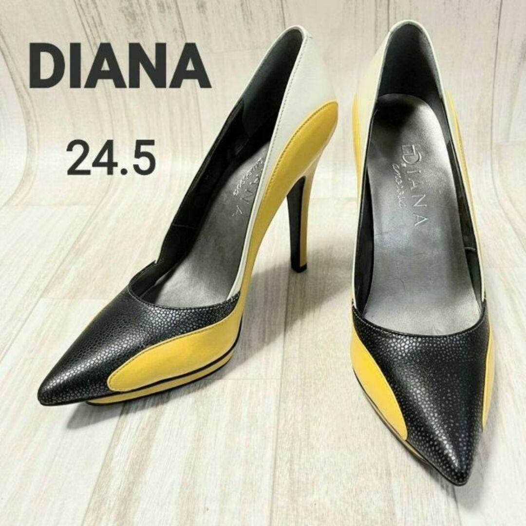 DIANA(ダイアナ)の美品 DIANA ダイアナ パンプス ハイヒール マルチカラー 24.5 レディースの靴/シューズ(ハイヒール/パンプス)の商品写真