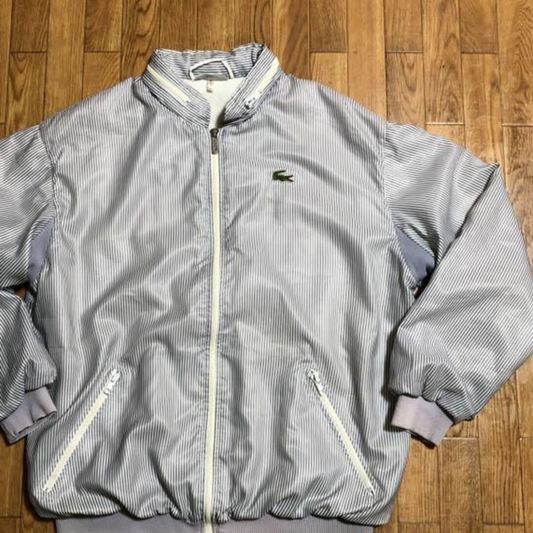 LACOSTE - 70s フランス製 LACOSTE ブルゾン ストライプ 薄紫 ML 裏地