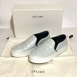 セリーヌ(celine)のセリーヌ レディース 型押し スリッポン 36.5サイズ グレー(スリッポン/モカシン)