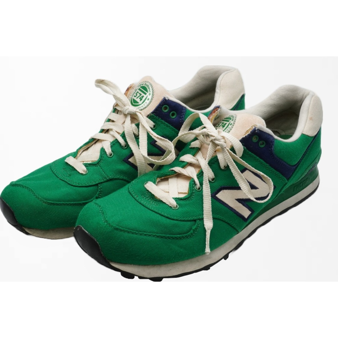 NEW BALANCE ニューバランス スニーカー シューズ ラグビーパック ML574RUG キャンバス グリーン ネイビー ホワイト 良品 35189