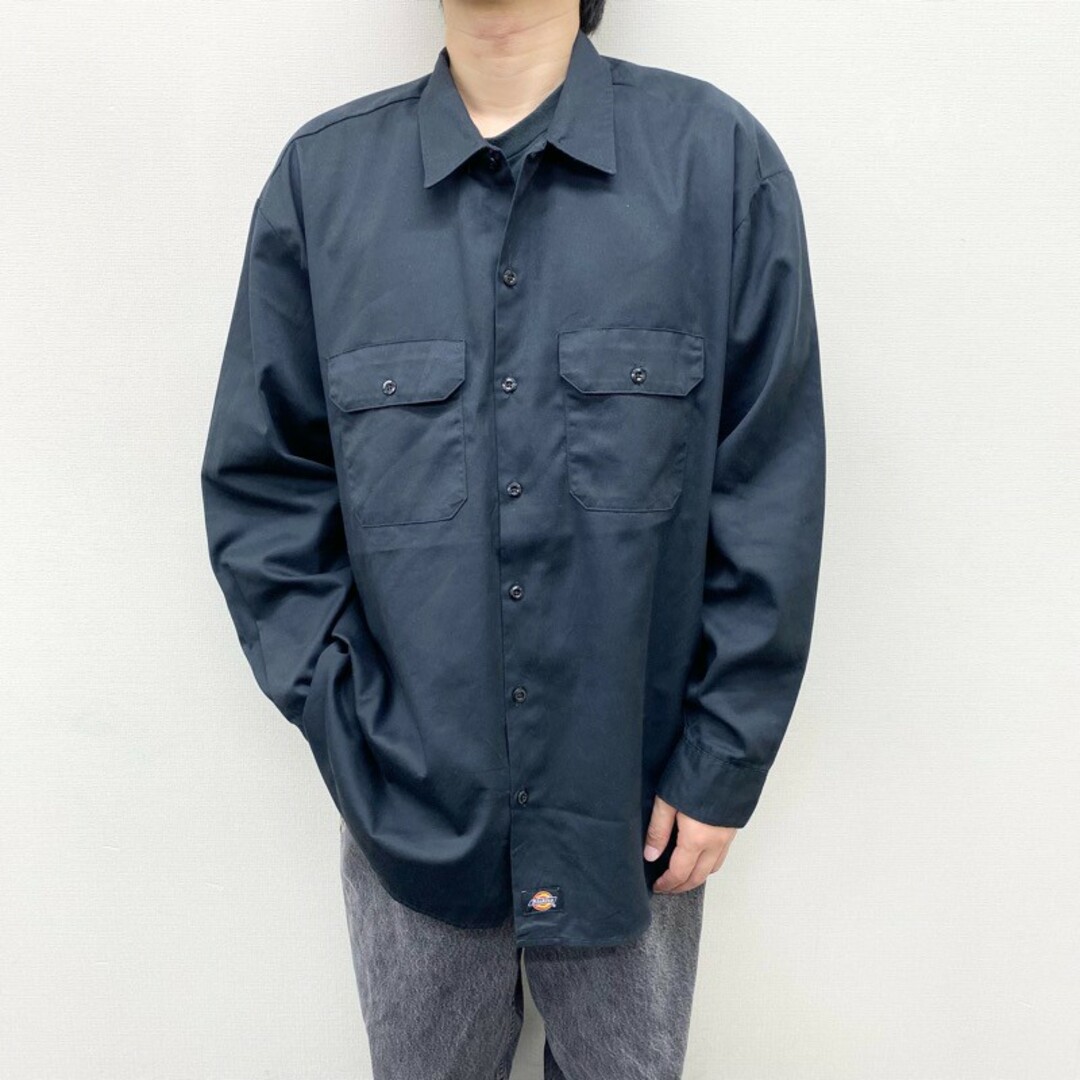 Dickies - US古着 ディッキーズ Dickies ワークシャツ 長袖 無地