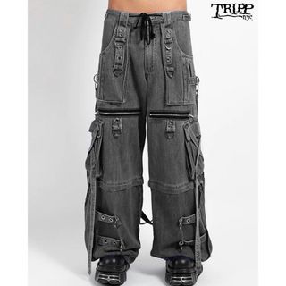 トリップニューヨークシティ(Tripp NYC)のTRIPP NYC X-STRAP DENIM ZIP PANT バギーパンツ(デニム/ジーンズ)