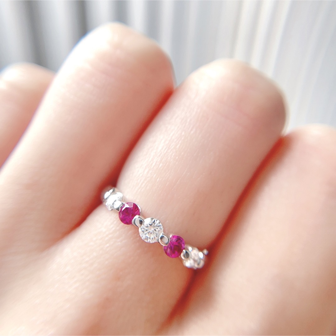 【Ryo様】プラチナ　ルビーダイヤモンドエタニティーリング レディースのアクセサリー(リング(指輪))の商品写真
