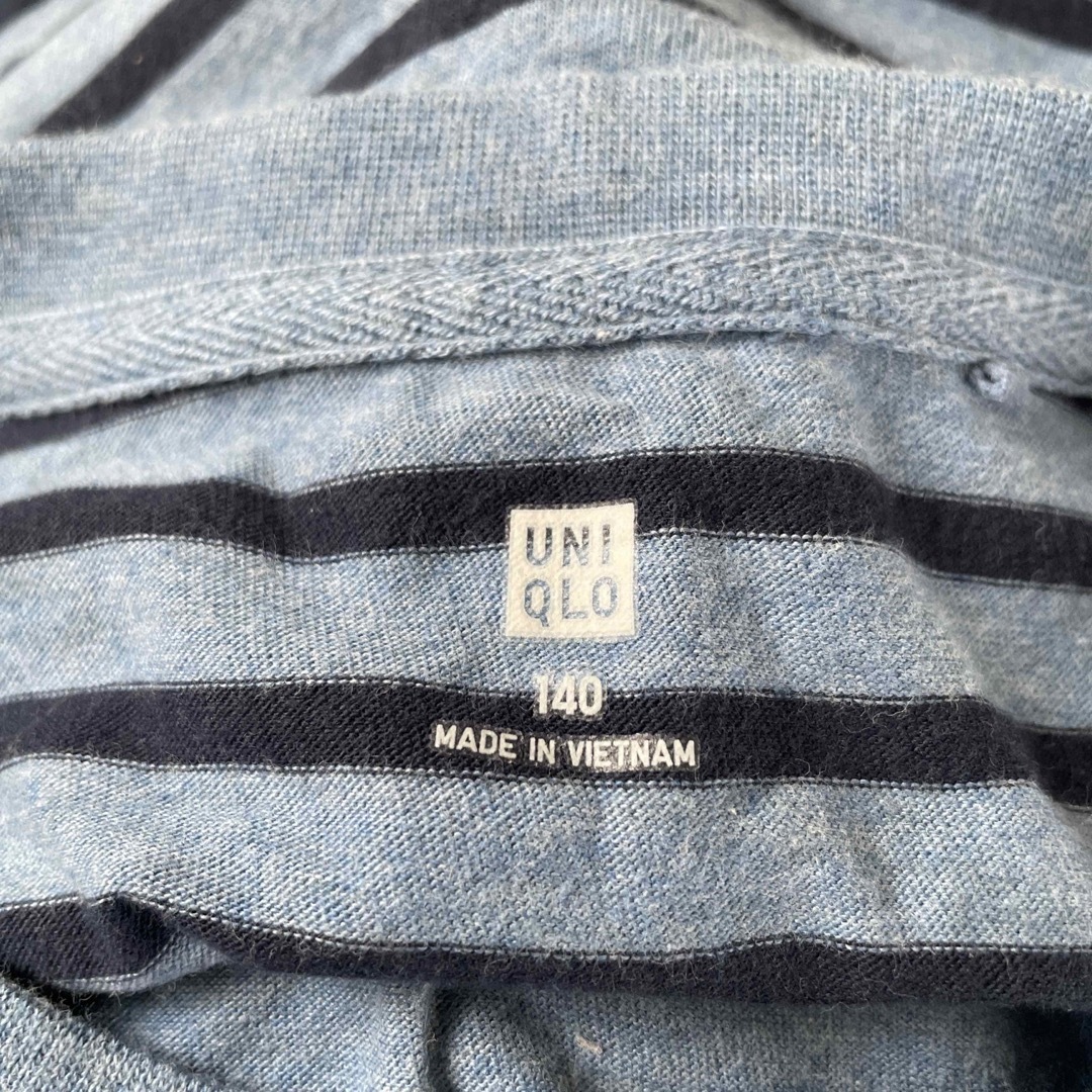 UNIQLO(ユニクロ)の半袖Tシャツ　Tシャツ　男の子　140 140㎝　140センチ　ボーダー　美品 キッズ/ベビー/マタニティのキッズ服男の子用(90cm~)(Tシャツ/カットソー)の商品写真