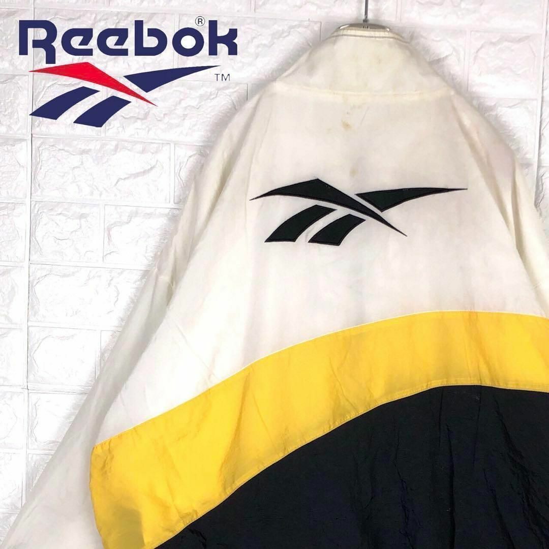 90s 刺繍ロゴ Reebok リーボック デカロゴ  ナイロンジャケット