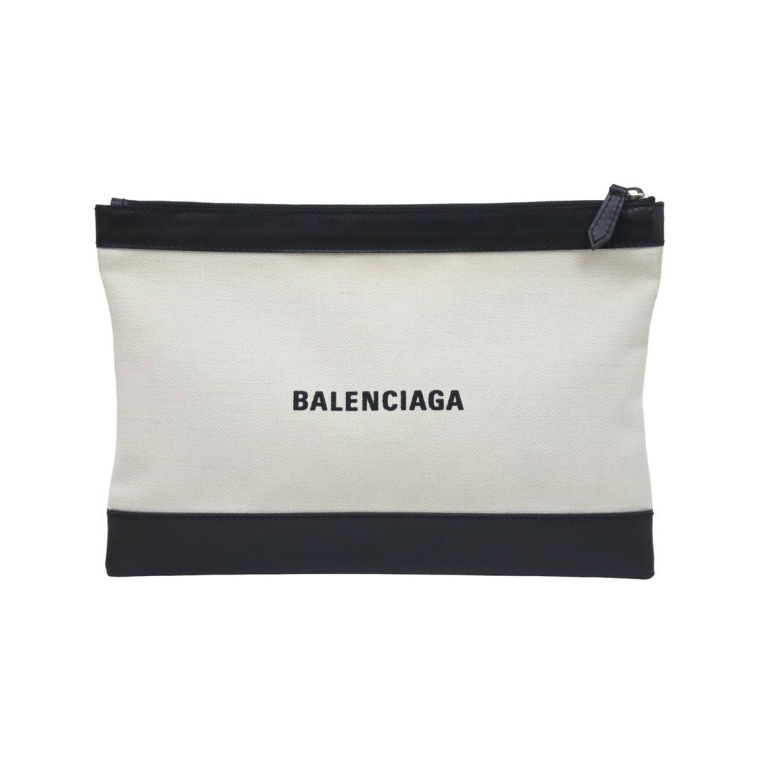 BALENCIAGA バレンシアガ クラッチバッグ ハンドバッグ 373834 9260 U 528147 キャンバスレザー ブラック ベージュ 美品  51273