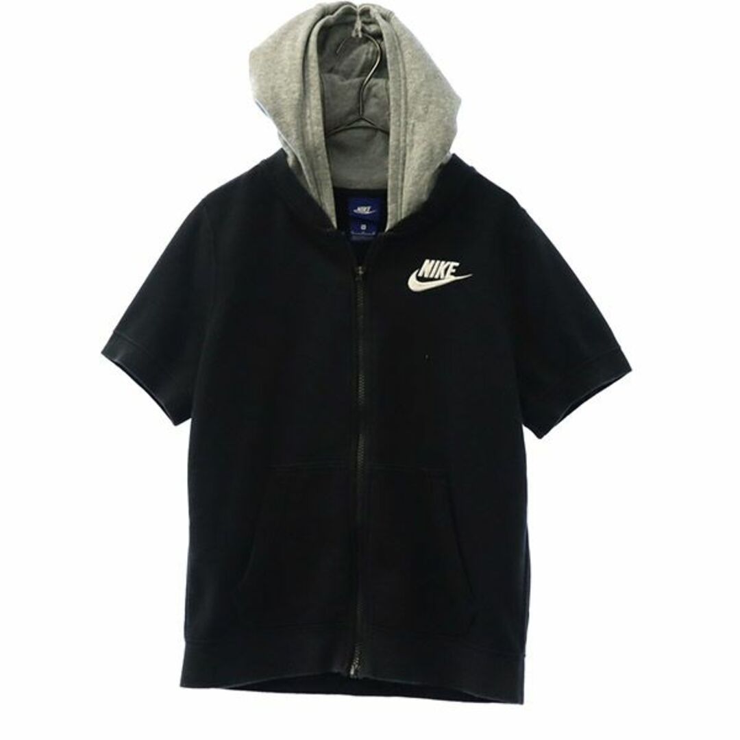 NIKE(ナイキ)のナイキ 半袖 ジップパーカー M ブラック系 NIKE ジップアップジャケット レディース 【中古】  【230626】 レディースのトップス(パーカー)の商品写真