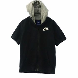 ナイキ(NIKE)のナイキ 半袖 ジップパーカー M ブラック系 NIKE ジップアップジャケット レディース 【中古】  【230626】(パーカー)