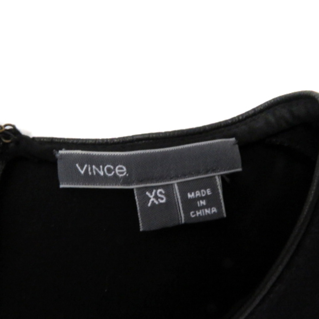 Vince(ビンス)のヴィンス ワンピース ひざ丈 ノースリーブ ラウンドネック 無地 XS 黒 レディースのワンピース(ひざ丈ワンピース)の商品写真