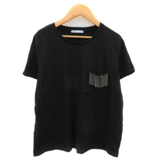 ザラ(ZARA)のザラ Tシャツ カットソー 半袖 ラウンドネック 無地 M 黒 ブラック(Tシャツ(半袖/袖なし))