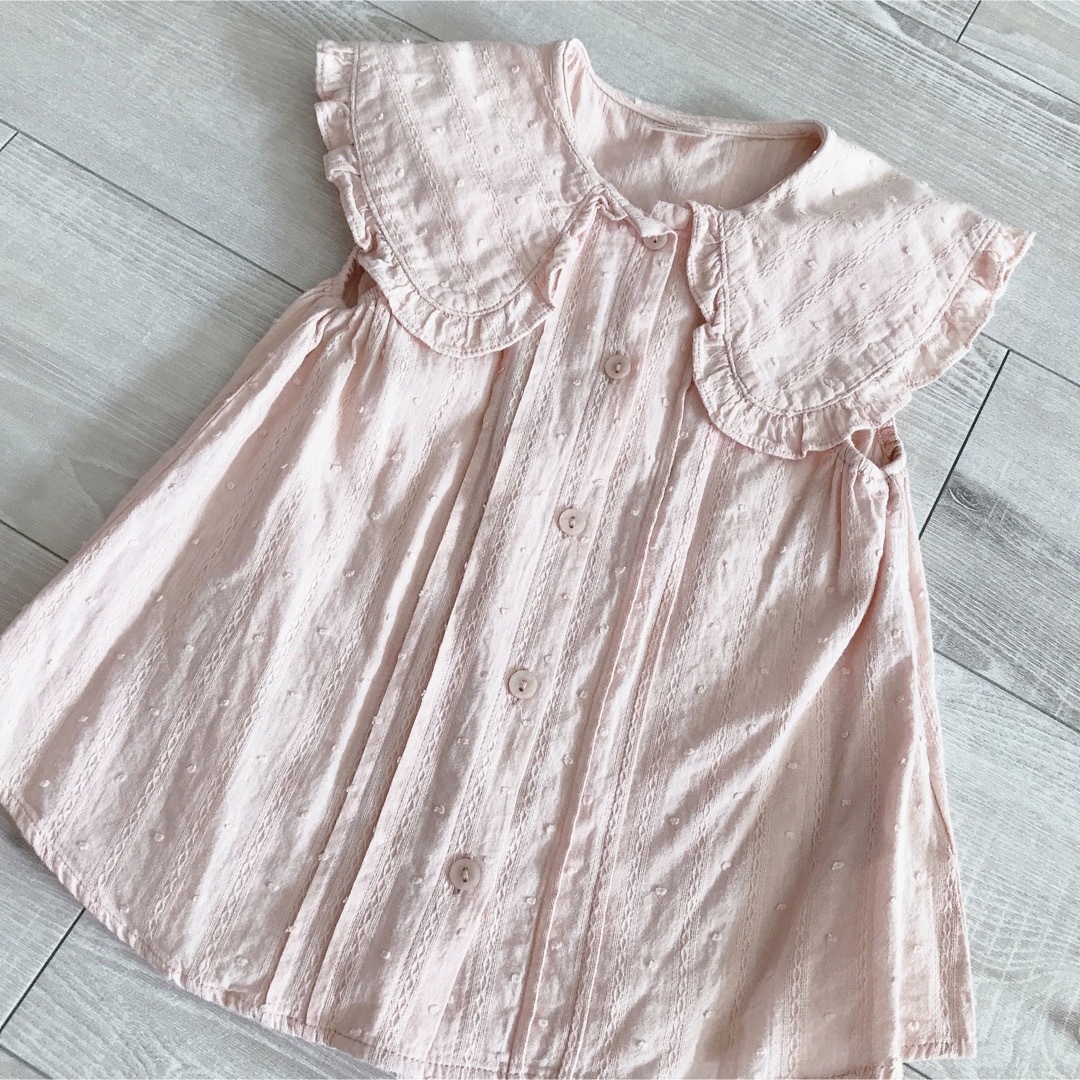 petit main(プティマイン)のpetit main ♡ ドビードットブラウス キッズ/ベビー/マタニティのキッズ服女の子用(90cm~)(Tシャツ/カットソー)の商品写真