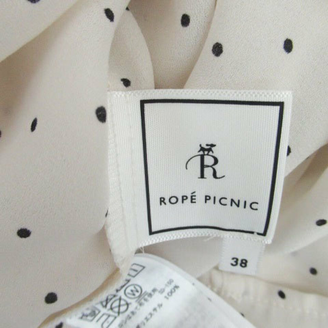 Rope' Picnic(ロペピクニック)のロペピクニック ブラウス カットソー 長袖 ドット柄 38 オフホワイト 黒 レディースのトップス(シャツ/ブラウス(長袖/七分))の商品写真