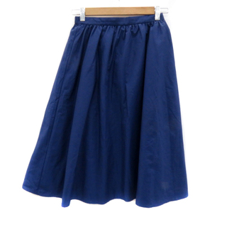 アマカ(AMACA)のアマカ フレアスカート ギャザースカート ミモレ丈 無地 36 青 ブルー (ひざ丈スカート)