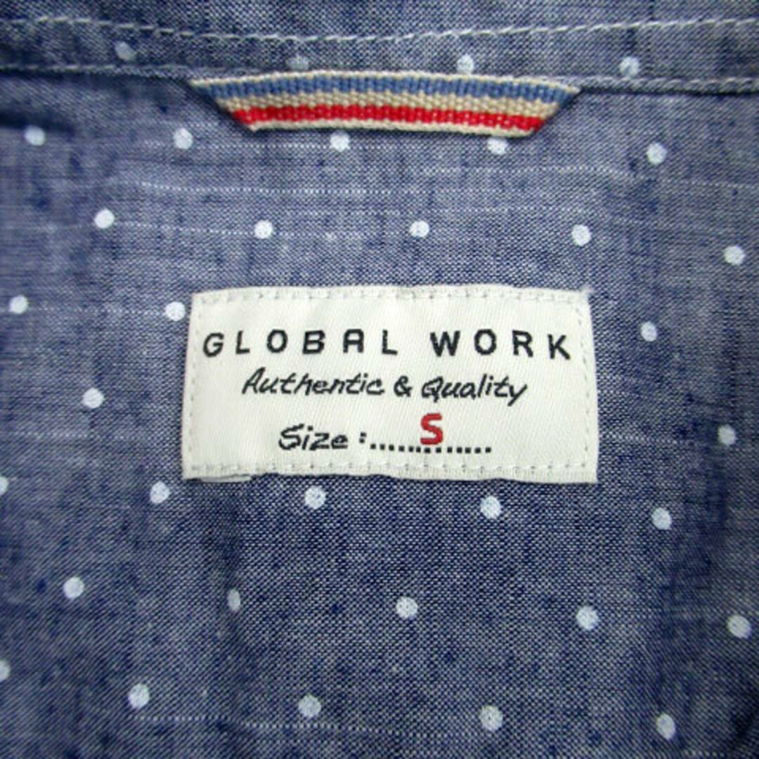 GLOBAL WORK(グローバルワーク)のグローバルワーク カジュアルシャツ 七分袖 ドット柄 リネン混 S ネイビー 紺 メンズのトップス(シャツ)の商品写真
