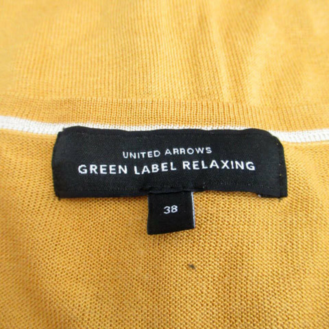 UNITED ARROWS green label relaxing(ユナイテッドアローズグリーンレーベルリラクシング)のグリーンレーベルリラクシング カーディガン ミドル丈 ラウンドネック 38 黄色 レディースのトップス(カーディガン)の商品写真